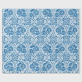 カスタムな藍色の花のフェイクなレースパターン ラッピングペーパー (フラット)