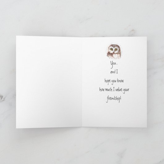 カスタムな親友、かわいいフクロウのユーモア カード (内部)