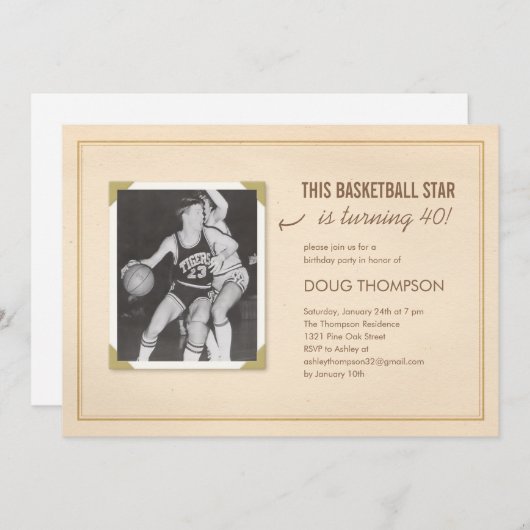 カスタムな言葉遣いの古い写真の誕生日の招待状 招待状 (正面/裏面)