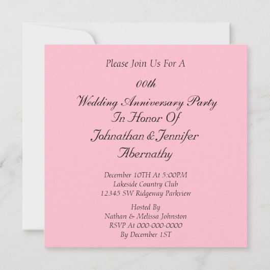 カスタムな記念日のパーティの招待状 招待状 (裏面)