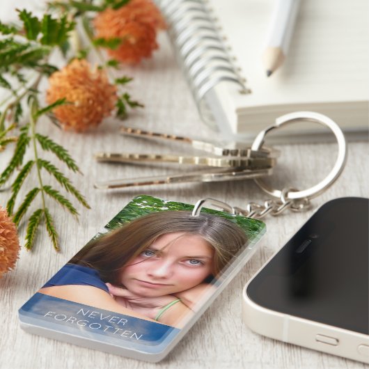 カスタムな記念物は写真の引用文の捧げ物の青空を加えます キーホルダー (正面右)