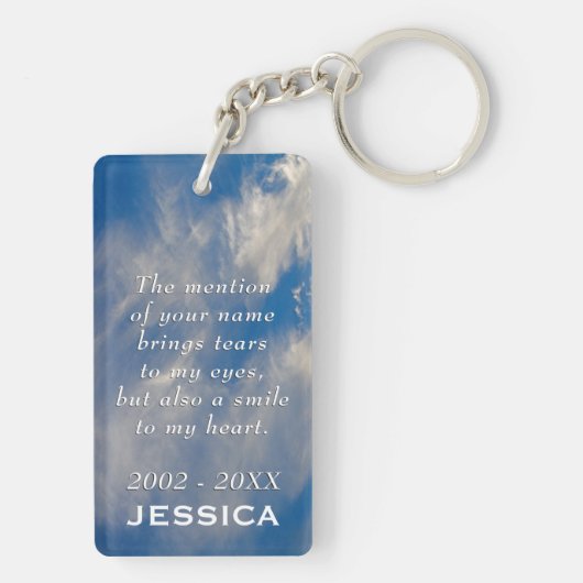 カスタムな記念物は写真の引用文の捧げ物の青空を加えます キーホルダー (裏面)