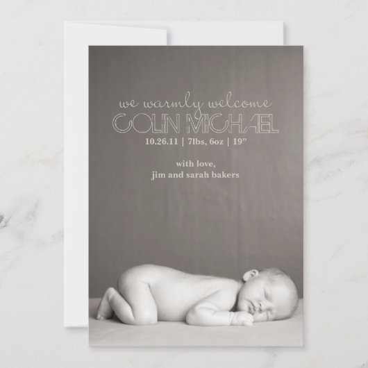 カスタムな誕生の発表 案内状 (正面)