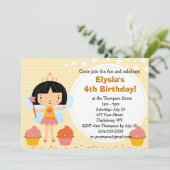 カスタムな誕生会の妖精のプリンセスのカップケーキ 招待状 (スタンド正面)