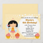 カスタムな誕生会の妖精のプリンセスのカップケーキ 招待状 (正面/裏面)