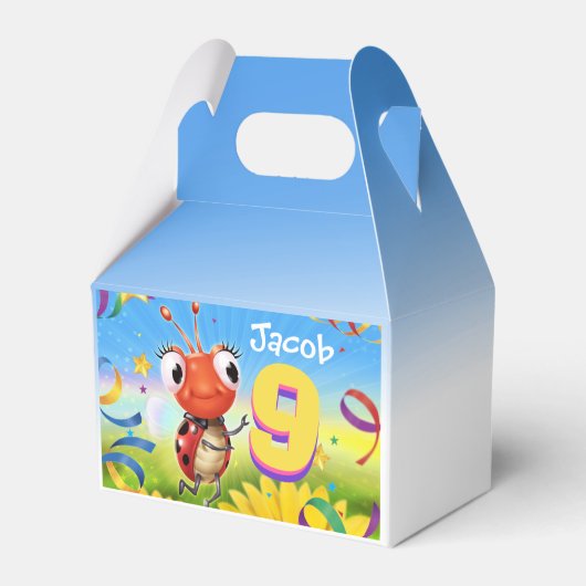 カスタムな誕生会箱の男の子Lil 9 yrsの」てんとう虫 フェイバーボックス (裏面サイド)