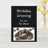 カスタムな誕生日の挨拶、ペット、犬の付き添い カード (黄色い花)