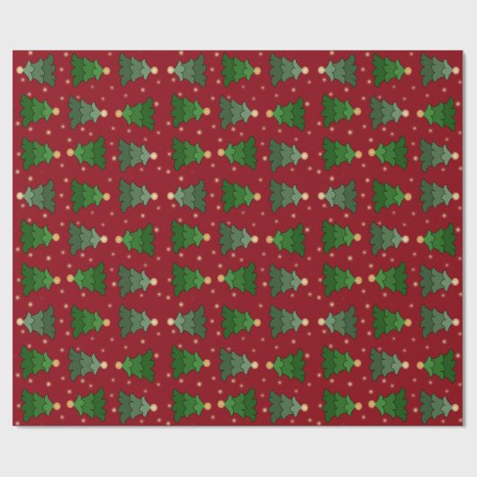 カスタムな赤の星が付いているクリスマスツリー ラッピングペーパー (フラット)