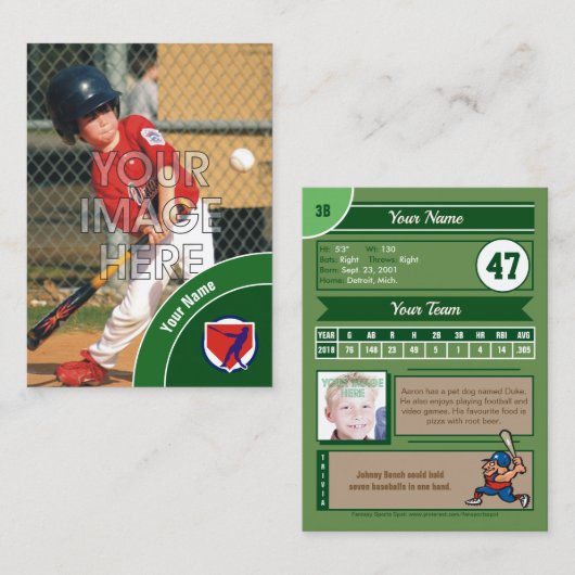 カスタムな野球のトレーディングカード 名刺 (正面/裏面)
