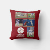 カスタムな野球の写真のコラージュの名前のチーム数 クッション (正面)