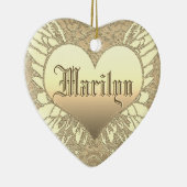 カスタムな金ゴールドのハートの天使によっては記念物が飛びます セラミックオーナメント (右)