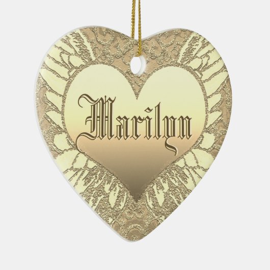 カスタムな金ゴールドのハートの天使によっては記念物が飛びます セラミックオーナメント (右)