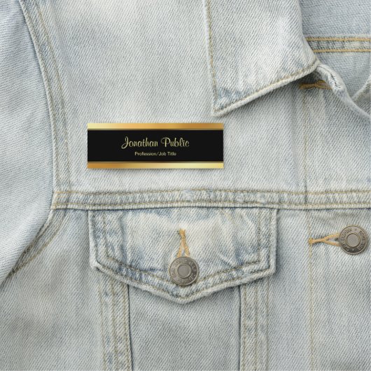 カスタムな金ゴールドのモダンな手書きの原稿のテンプレート 名札 (インサイチュ)