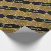 カスタムな金ゴールドのモノグラムパターン ラッピングペーパー (角)