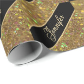 カスタムな金ゴールドのモノグラムパターン ラッピングペーパー (ロールコーナー)