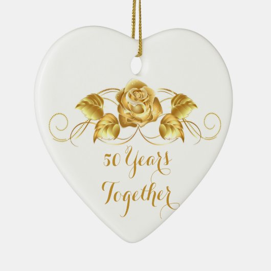 カスタムな金記念日のクリスマスのオーナメント セラミックオーナメント (右)