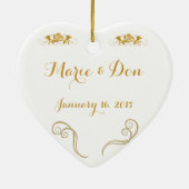 カスタムな金記念日のクリスマスのオーナメント セラミックオーナメント (裏面)