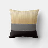 カスタムな金黄色のストライプの灰色の黒いパターン クッション (裏面)