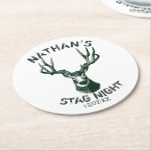 カスタムな雄鹿夜(雄ジカの)枝角 ラウンドペーパーコースター (アングル)