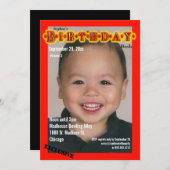 カスタムな雑誌のスタイルの誕生会の招待 招待状 (正面/裏面)