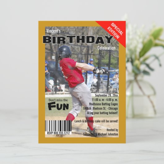 カスタムな雑誌のスタイルは誕生会の招待を遊ばします 招待状 (スタンド正面)