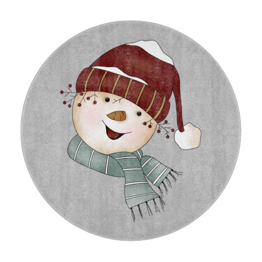 カスタムな雪だるまの冬のクリスマス カッティングボード (正面)
