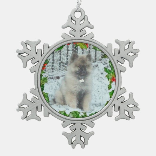 カスタムな雪片のオーナメント1 スノーフレークピューターオーナメント (正面)