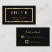 カスタムな黒および金ゴールド 名刺 (正面/裏面)