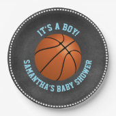 カスタムな黒板のバスケットボールのベビーシャワーの紙 ペーパープレート (正面)