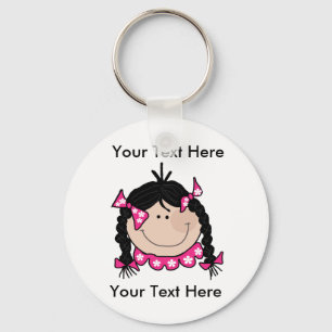 カスタムな黒髪の女の子Keychain キーホルダー