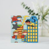 カスタムな黒髪の男の子の英雄の誕生日の招待 招待状 (スタンド正面)