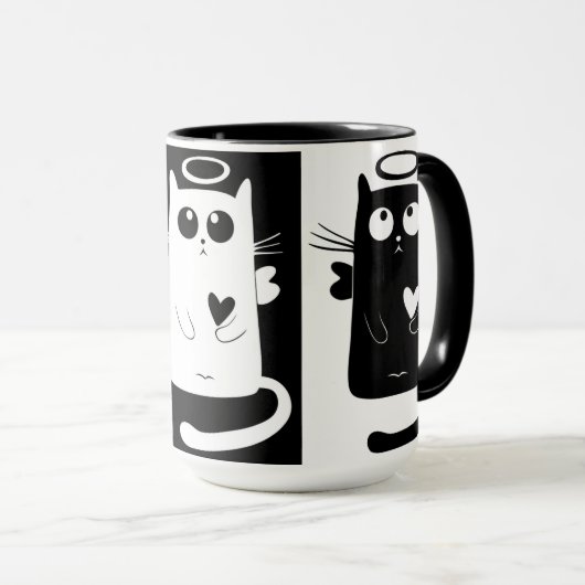 カスタムな黒ZAZZ_ITによる15のozの信号器の猫の鳴き声のマグ マグカップ (正面右)