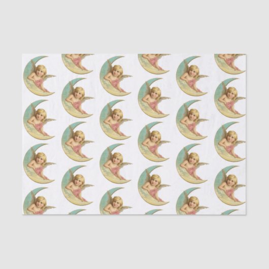 カスタムな10lbのティッシュペーパー、白い天使および月 薄葉紙 (正面)