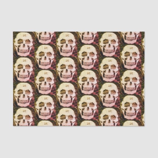 カスタムな10lbティッシュペーパー、白いスカル 薄葉紙 (正面)