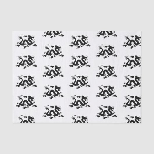 カスタムな10lbティッシュペーパー、白いドラゴン 薄葉紙 (正面)