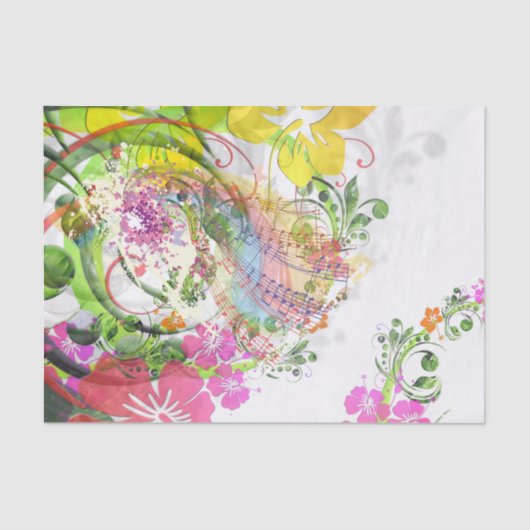 カスタムな10lbティッシュペーパー、音楽的な花 薄葉紙 (正面)