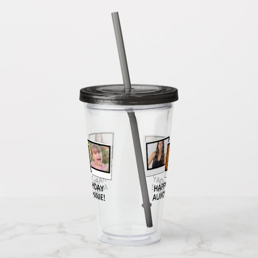 カスタムな3写真のスナップショットはパーソナライズなギフトを組み立てます アクリルタンブラー (左)