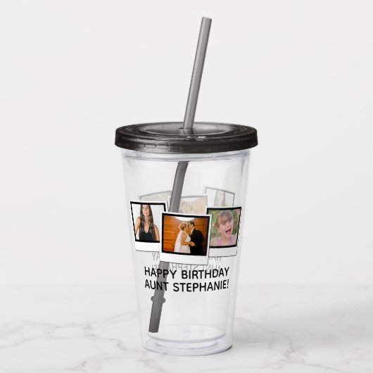 カスタムな3写真のスナップショットはパーソナライズなギフトを組み立てます アクリルタンブラー (裏面)