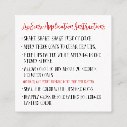 カスタムなLipSenseの名刺 スクエア名刺 (裏面)