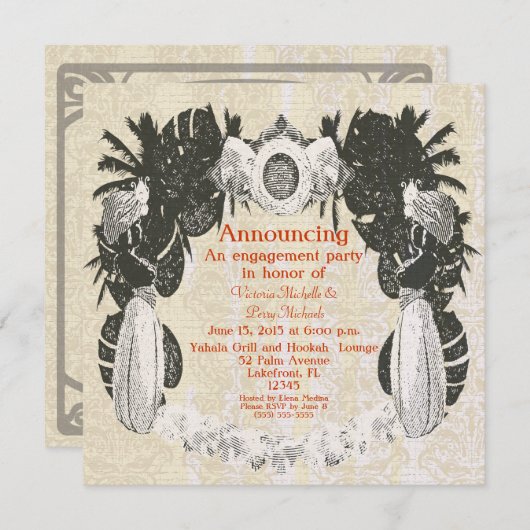 カスタムなMoorishの水ぎせるのラウンジのパーティー- 招待状 (正面/裏面)