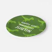 カスタムなTレックスの恐竜の子供の誕生日のパーティーのプレート ペーパープレート (アングル)