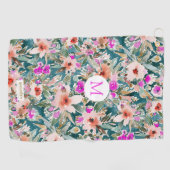 カスタムなVICARIOUS休暇の緑豊かな熱帯花柄 ゴルフタオル (横)