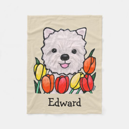カスタムなWestie犬のベビーブランケットの名前をカスタムする毛布 フリースブランケット (正面)