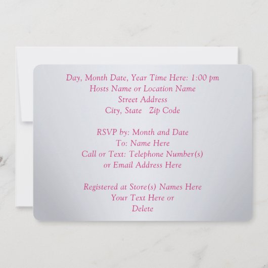 カスタムによってくすぐられるピンクの女の赤ちゃんは招待状を振りかけます 招待状 (裏面)