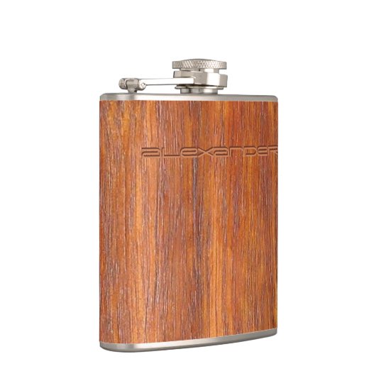 カスタムによって刻まれる名前の木製の一見 フラスク (右)