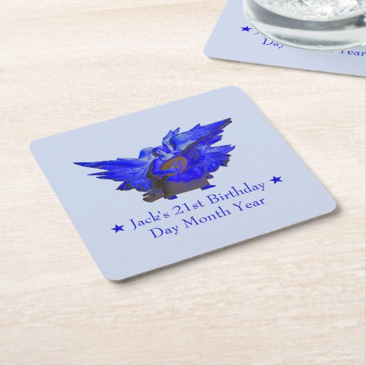 カスタムによって印刷されるPulpboardのコースター、ブルーエンジェル スクエアペーパーコースター (アングル)