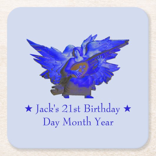 カスタムによって印刷されるPulpboardのコースター、ブルーエンジェル スクエアペーパーコースター (正面)