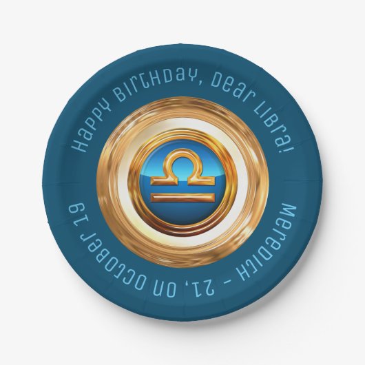 カスタムによって曲げられる文字が付いている天秤座の(占星術の)十二宮図の印 ペーパープレート (正面)