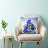 カスタムによって飾られる青いクリスマスツリー クッション (椅子)