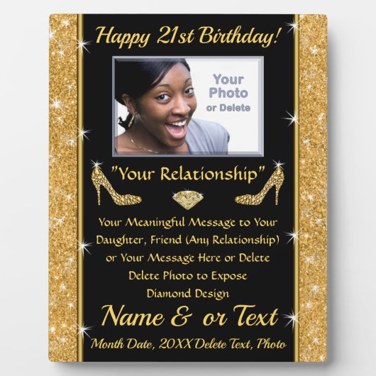 カスタムに、心をこめて二十一歳の誕生日の贈り物を。 フォトプラーク (正面)